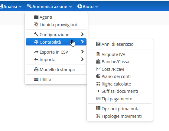 Configurazione anni fiscali