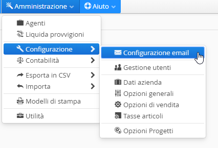 Schermata Configurazione mail e alias ImpresaCloud